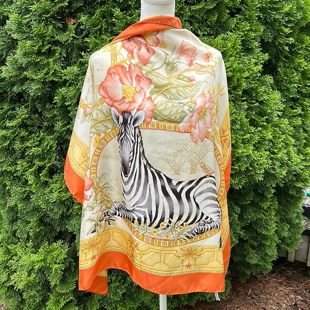 Salvatore Ferragamo Silk Zebra Scarf EUC
